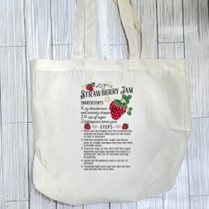Strawberry JamTote Bag, Reusable Bag, Shopping Bag, Book Bag